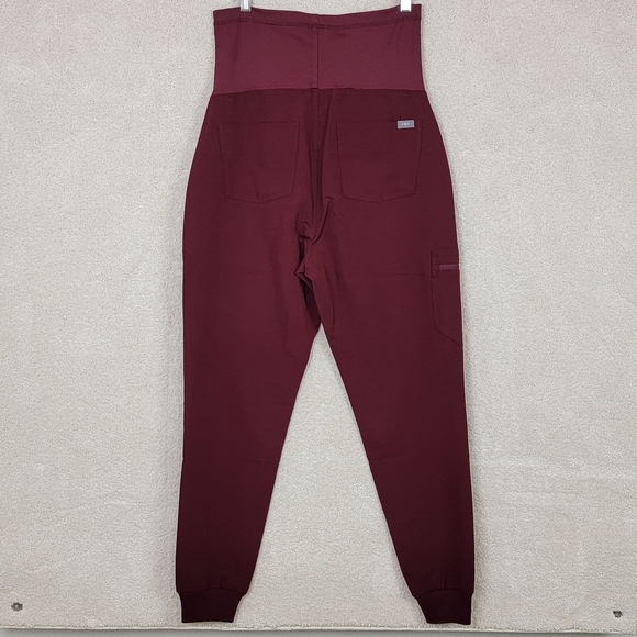 Figs Burgundy Zamora Maternity Jogger Scrub Pants Sz S NEW - Picture 3 of 14